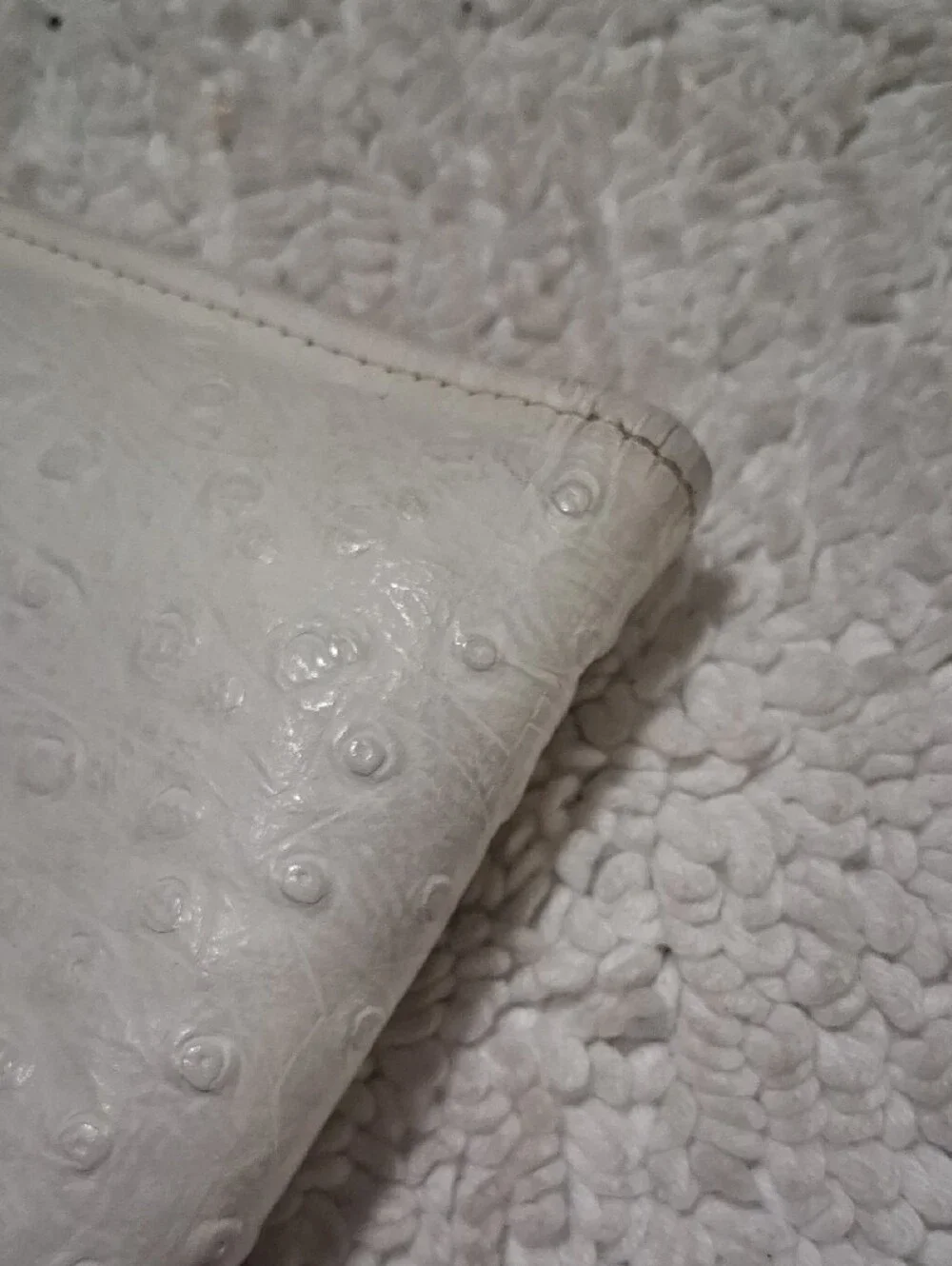 Cream Embossed Faux-Ostrich Leather Organizer